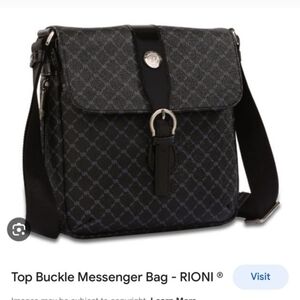 RIONI Black Messenger Bag Rioni Signature Black Top Buckle Messenger Bag